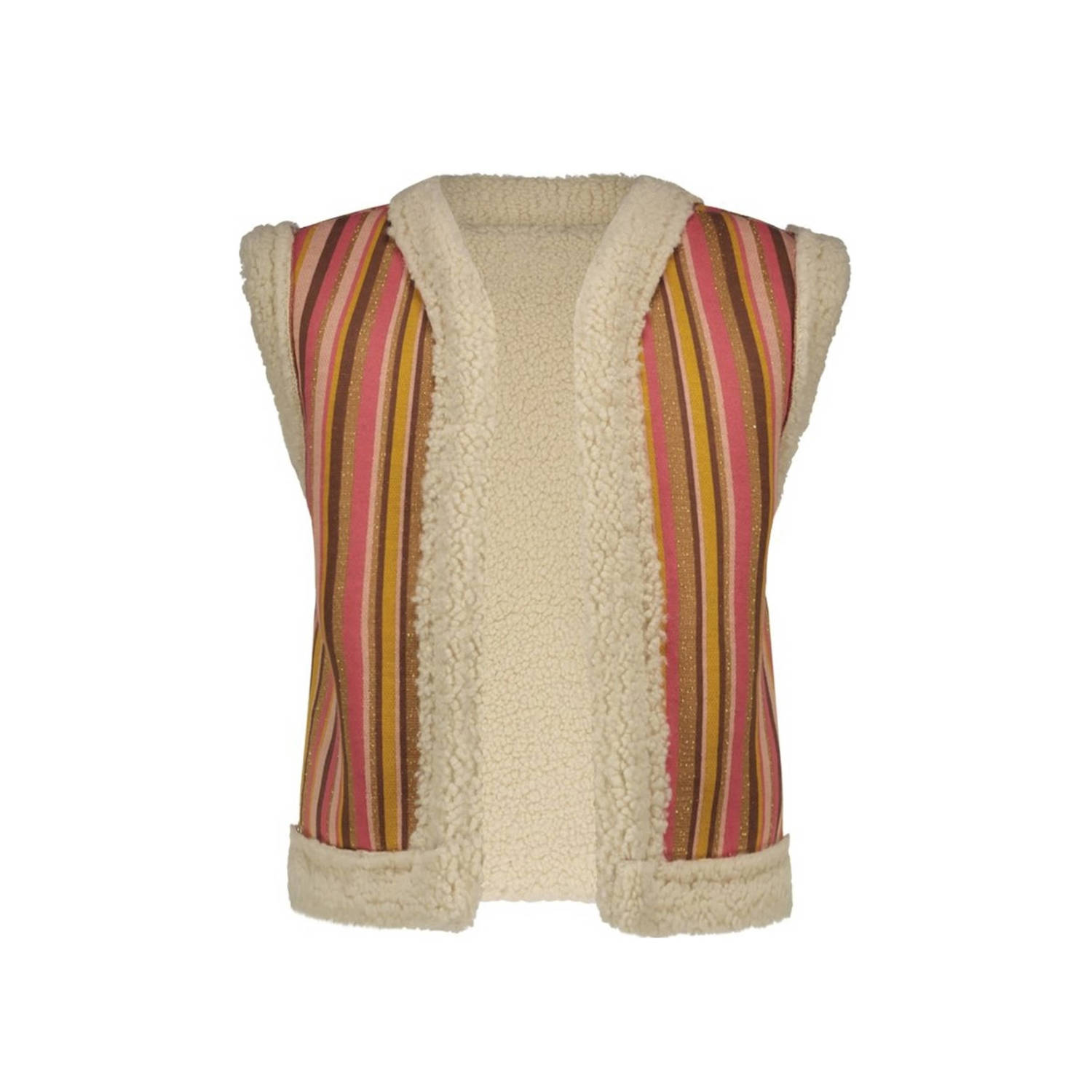 B.Nosy gestreept gilet Gwen ecru roze geel