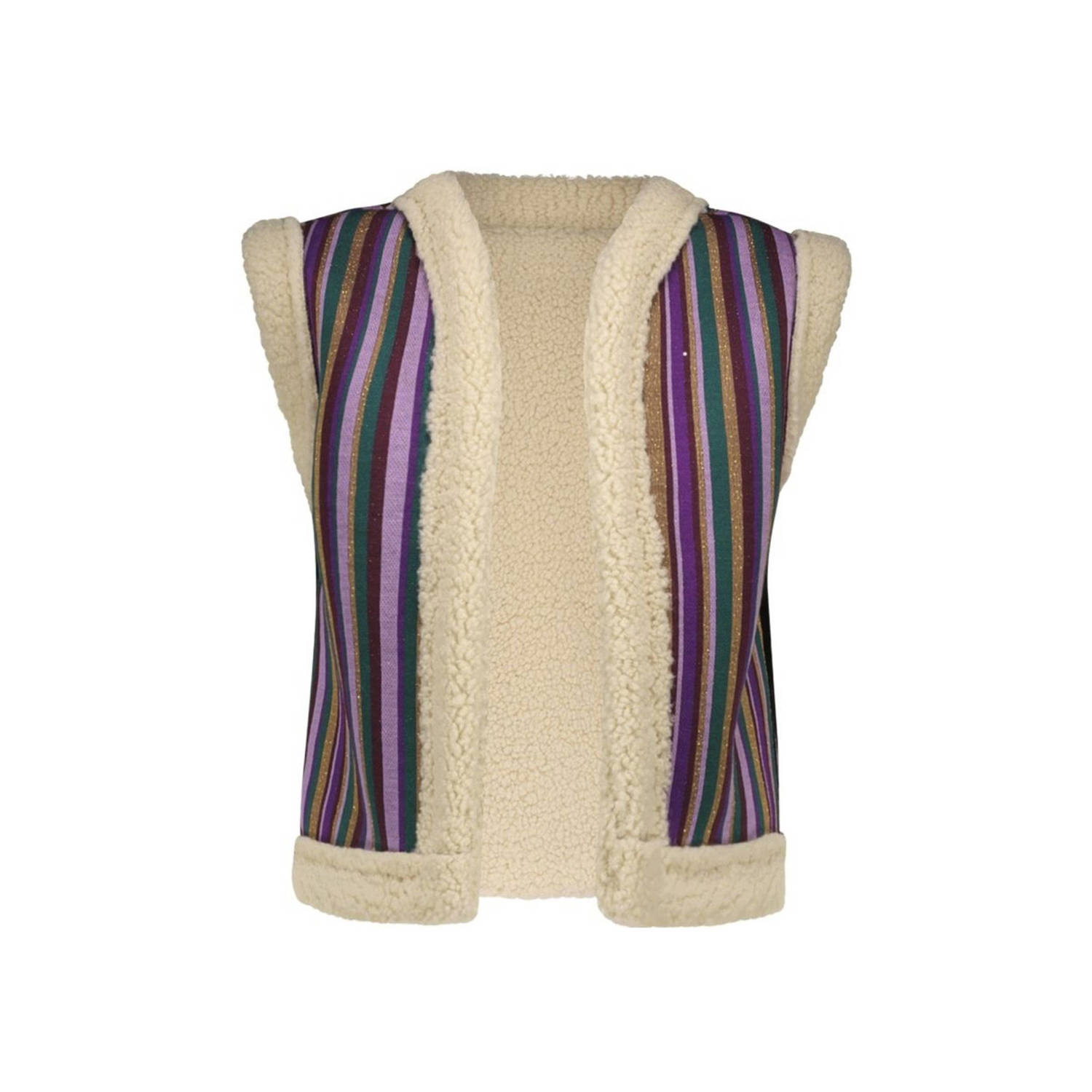 B.Nosy gestreept gilet Gwen paars roze ecru