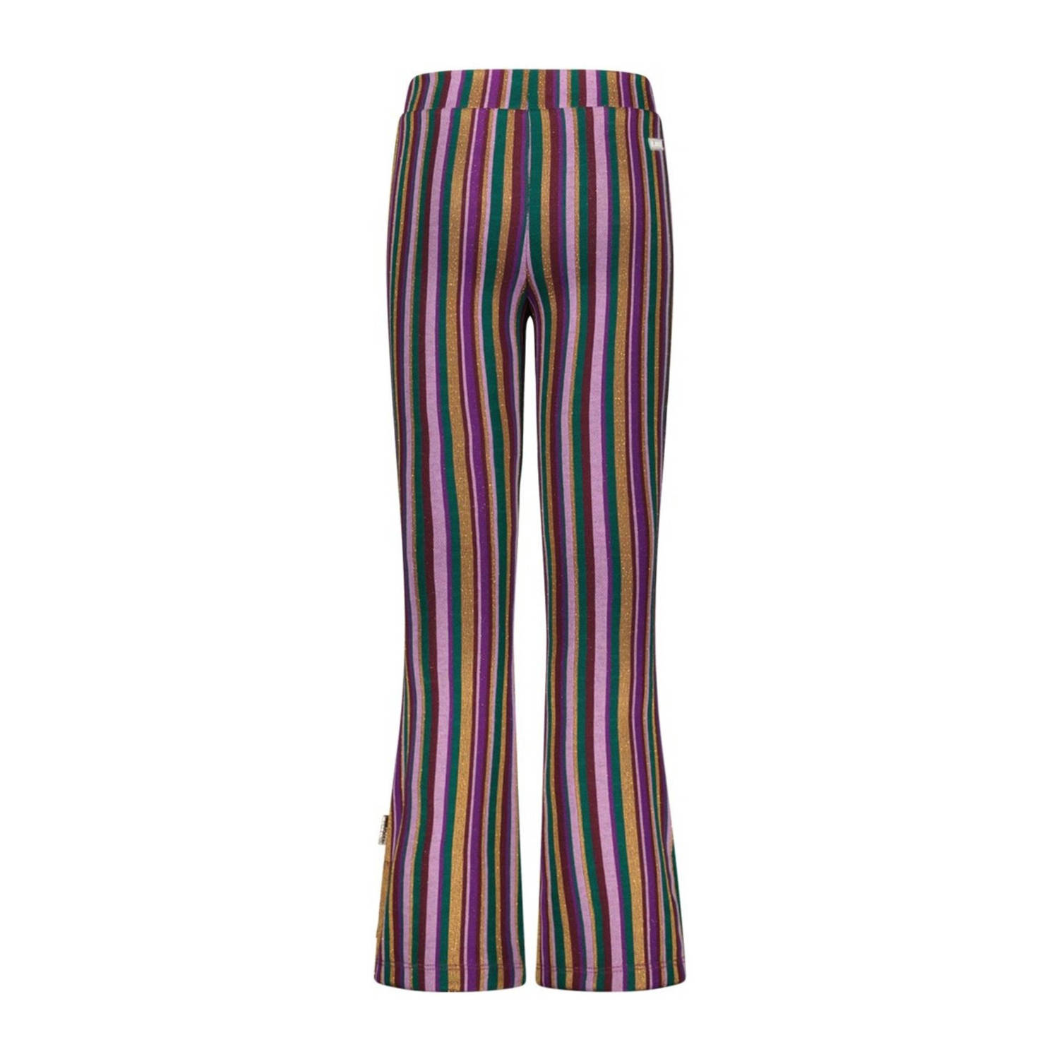 B.Nosy gestreepte flared broek Phae paars groen goud