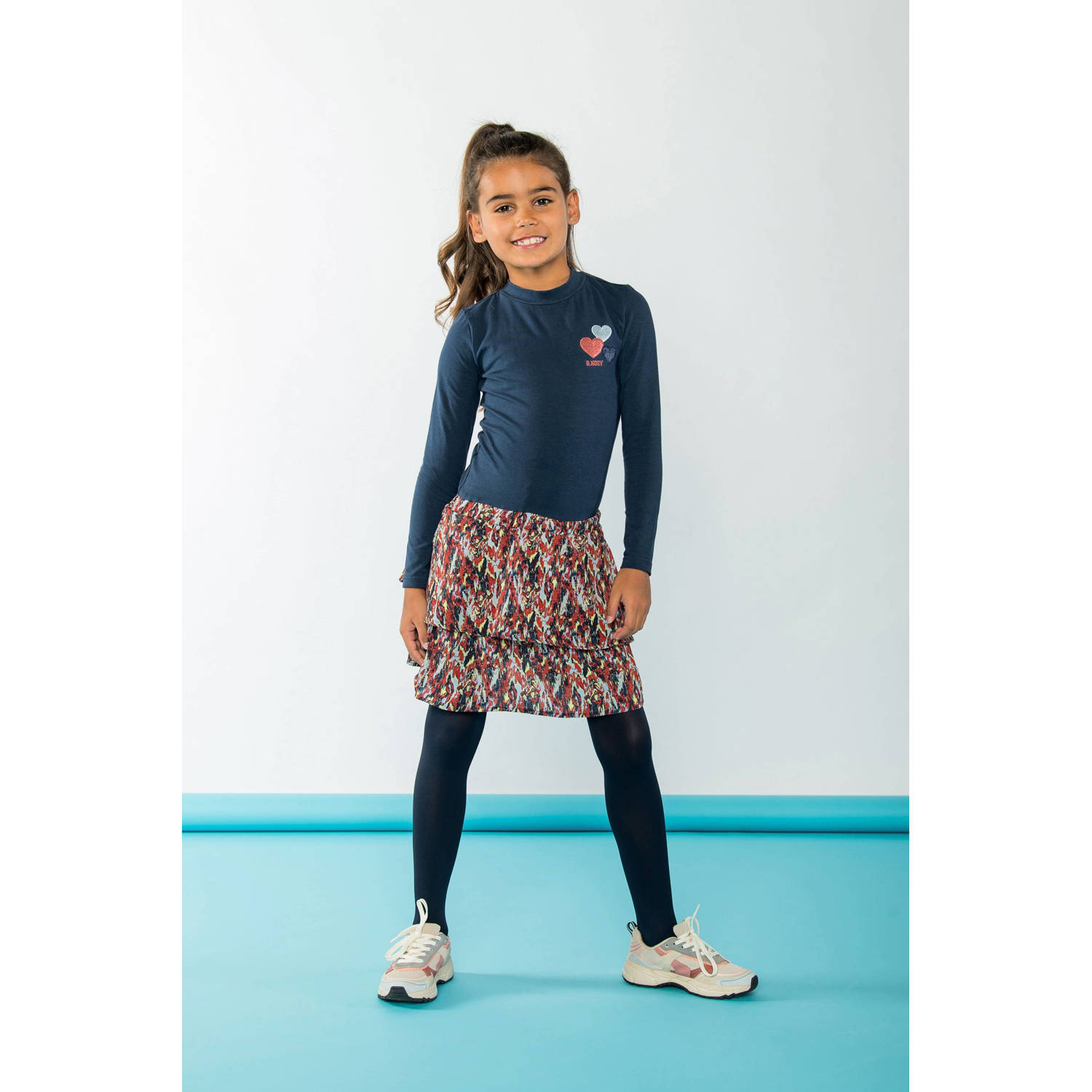 B.Nosy halter jurk Dante met all over print donkerblauw bruin