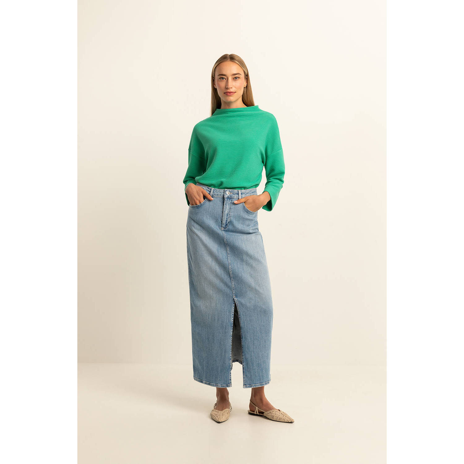 Expresso denim maxi rok light blue denim
