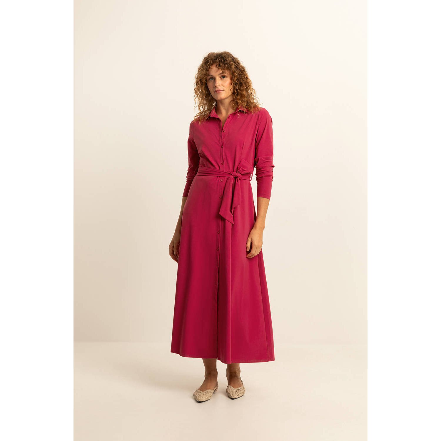 Expresso maxi jurk van travelstof fuchsia