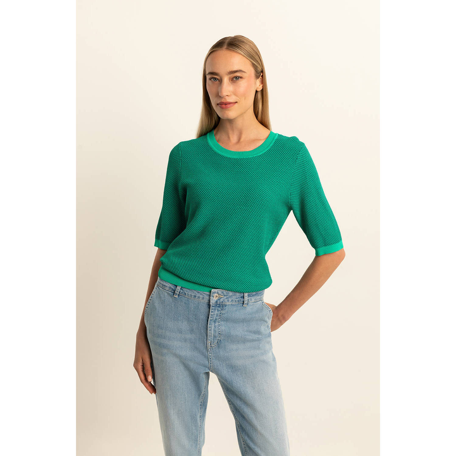 Expresso fijngebreide top groen
