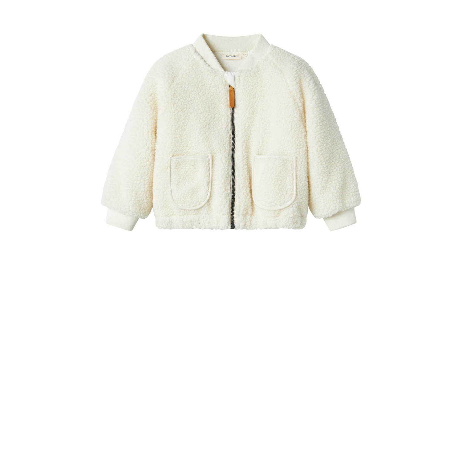 LIL' ATELIER MINI teddy jas offwhite bug Ecru Backprint 122 128