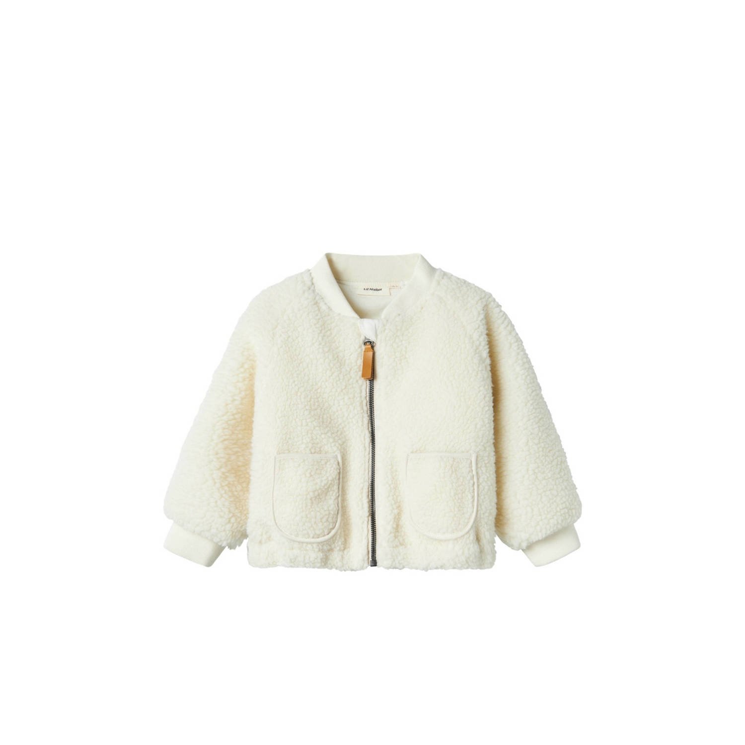 LIL' ATELIER MINI teddy jas offwhite bug Ecru Backprint 122 128