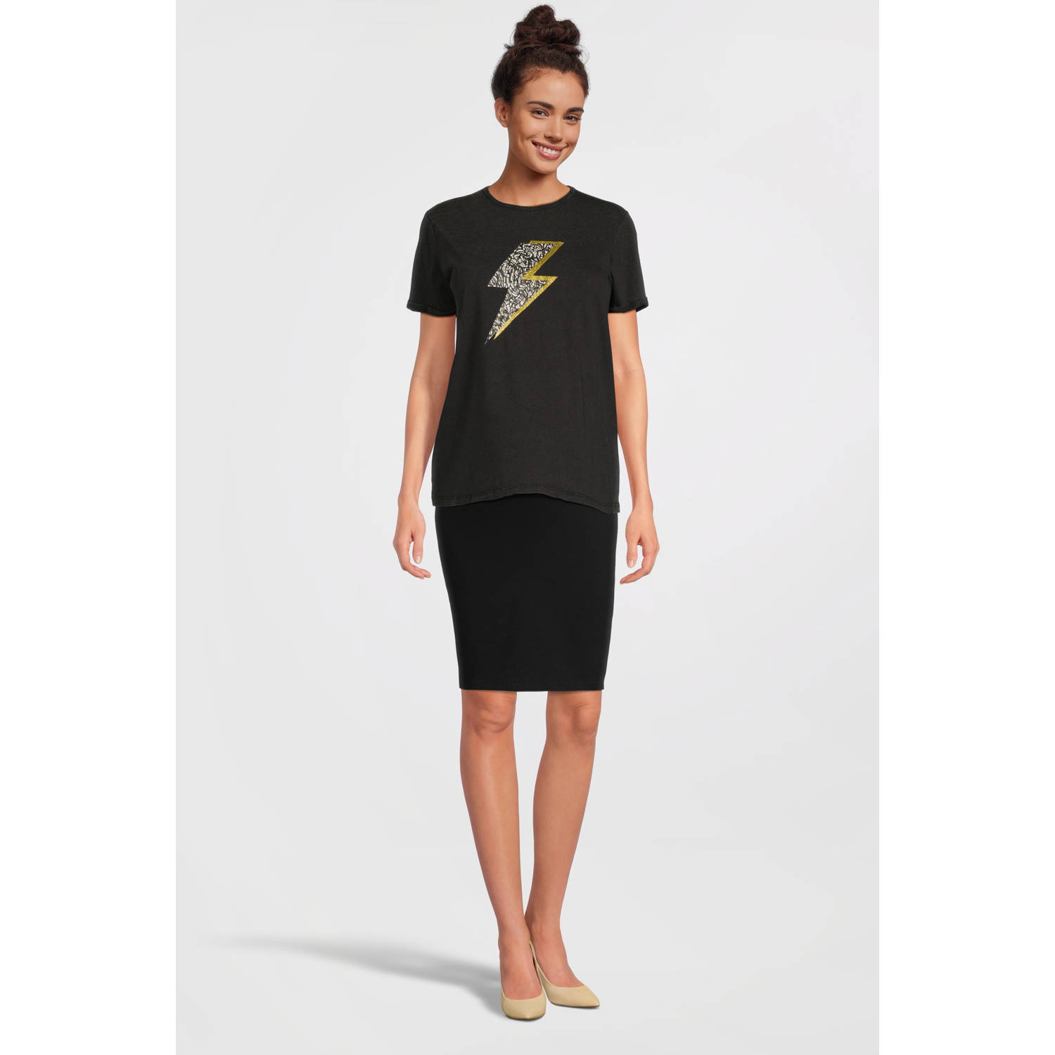 ONLY MATERNITY zwangerschapsshirt OLMGWEN met printopdruk antraciet