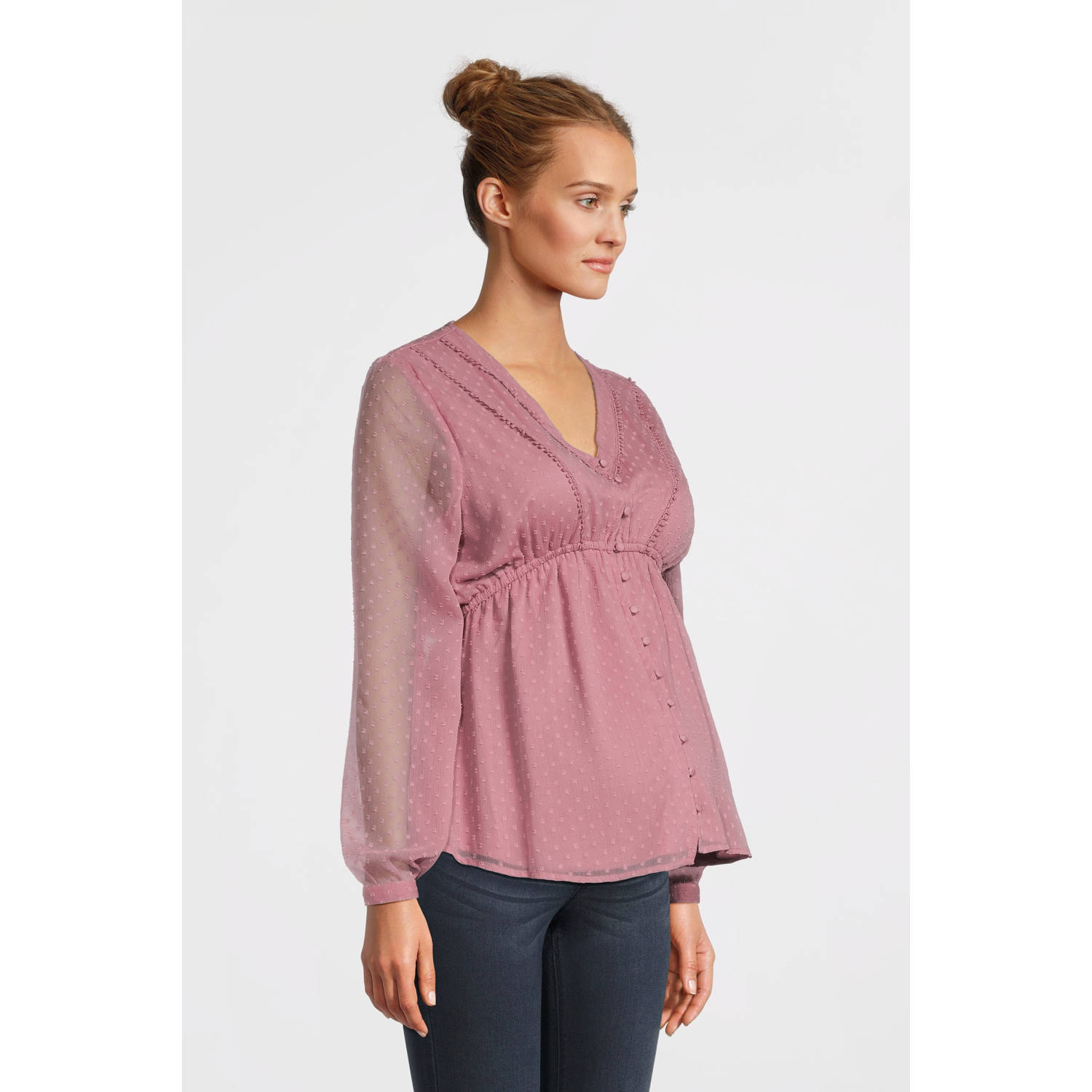 ONLY MATERNITY semi-transparante zwangerschapsblouse OLMBETTINA oudroze
