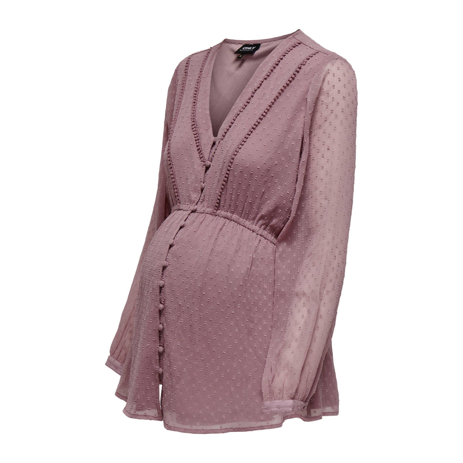 ONLY MATERNITY semi-transparante zwangerschapsblouse OLMBETTINA oudroze Dames Polyester V-hals XXL