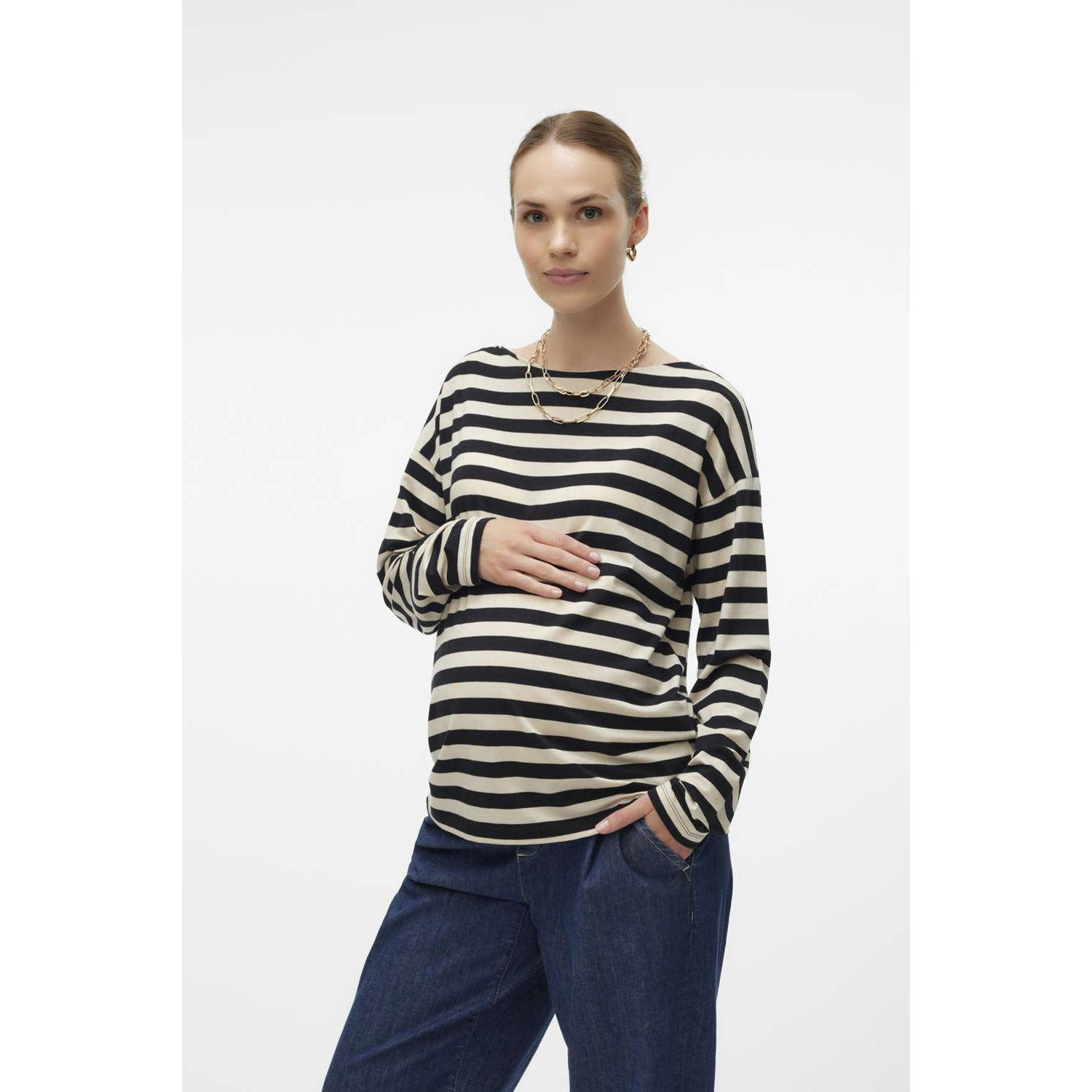 VERO MODA MATERNITY gestreepte zwangerschapstop blauw wit