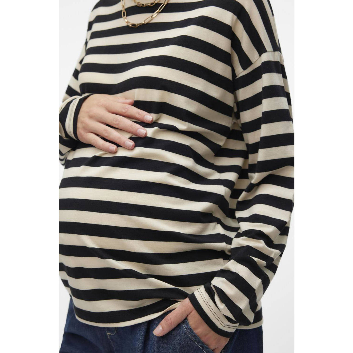 VERO MODA MATERNITY gestreepte zwangerschapstop blauw wit