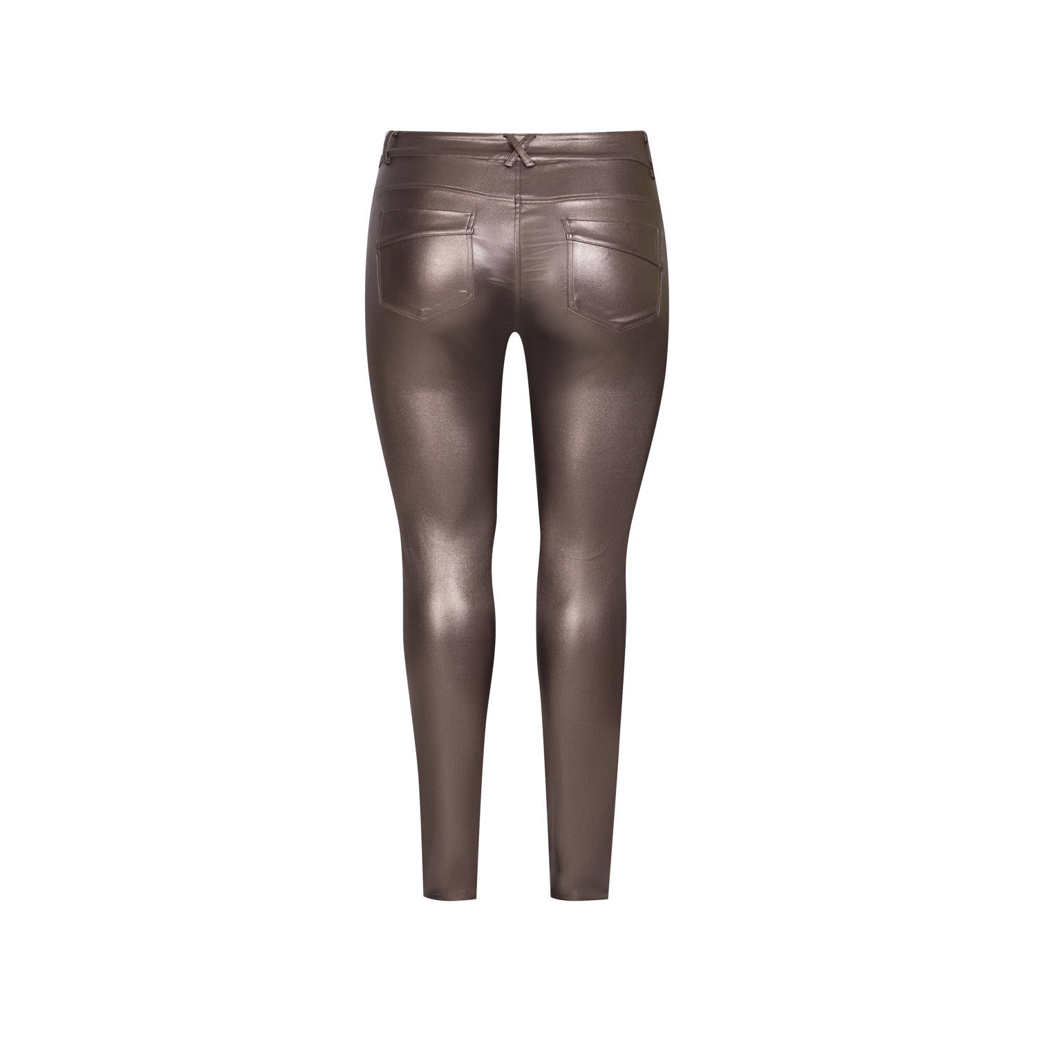 Exxcellent coated skinny jeans brons