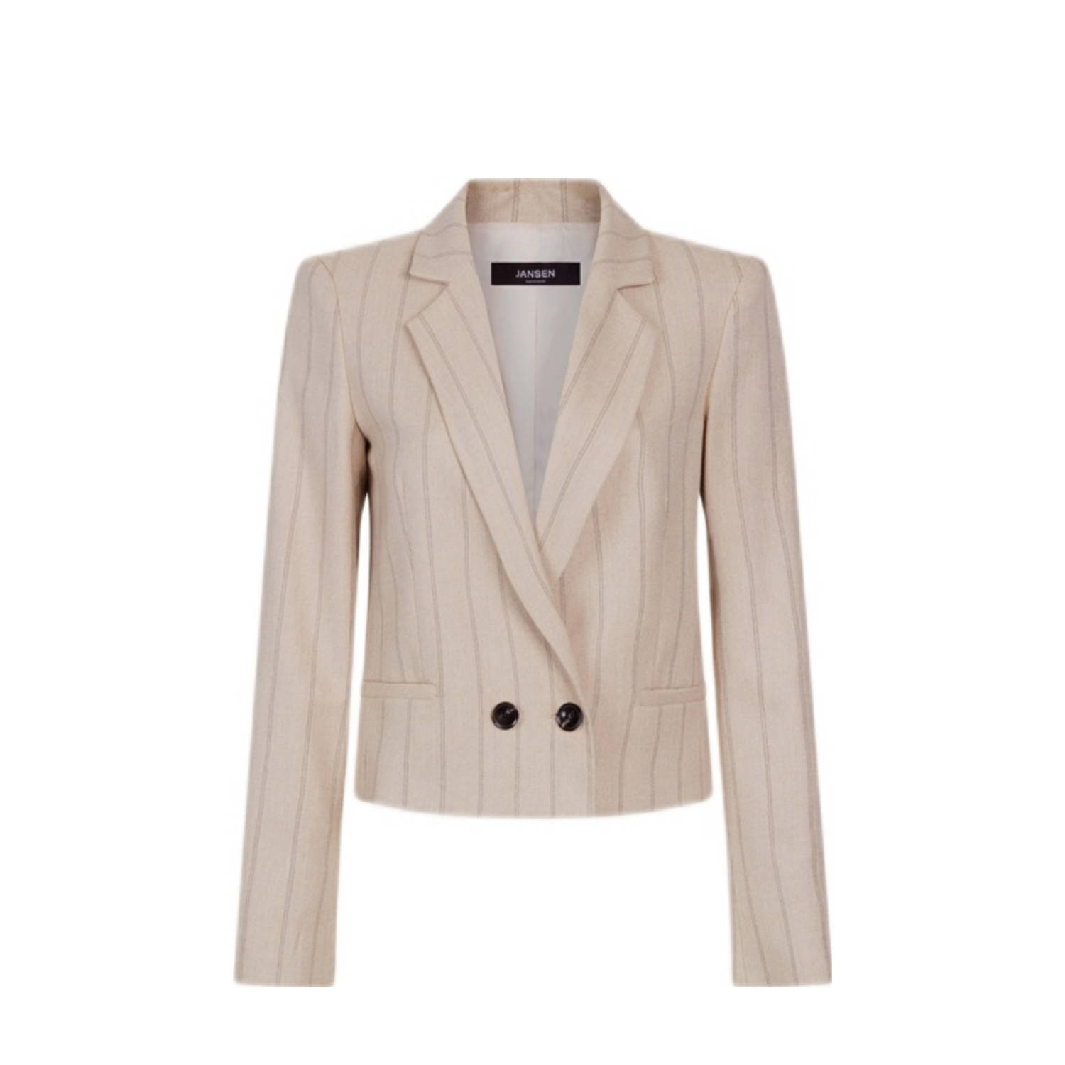 JANSEN Amsterdam cropped blazer met krijtstreep beige