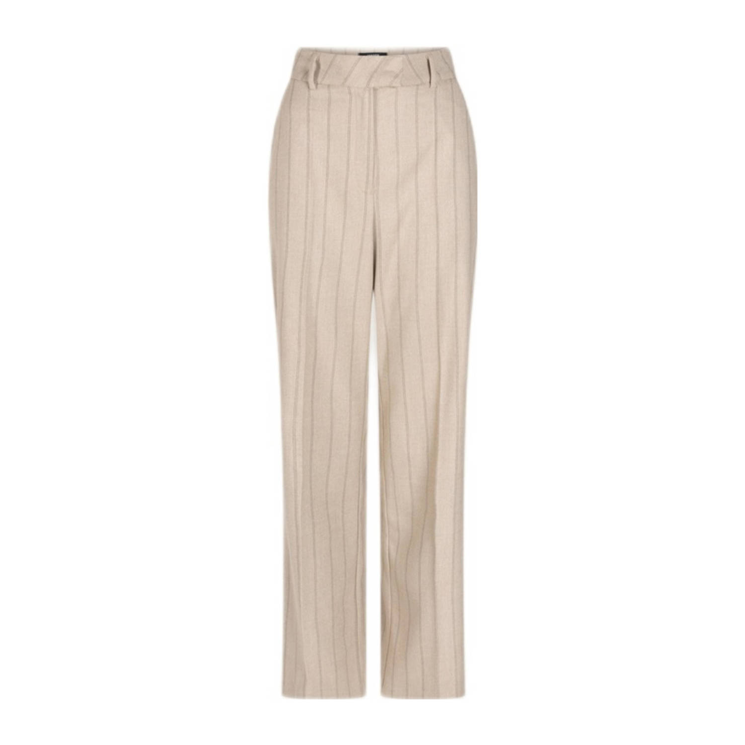 JANSEN Amsterdam straight fit broek met krijtstreep beige