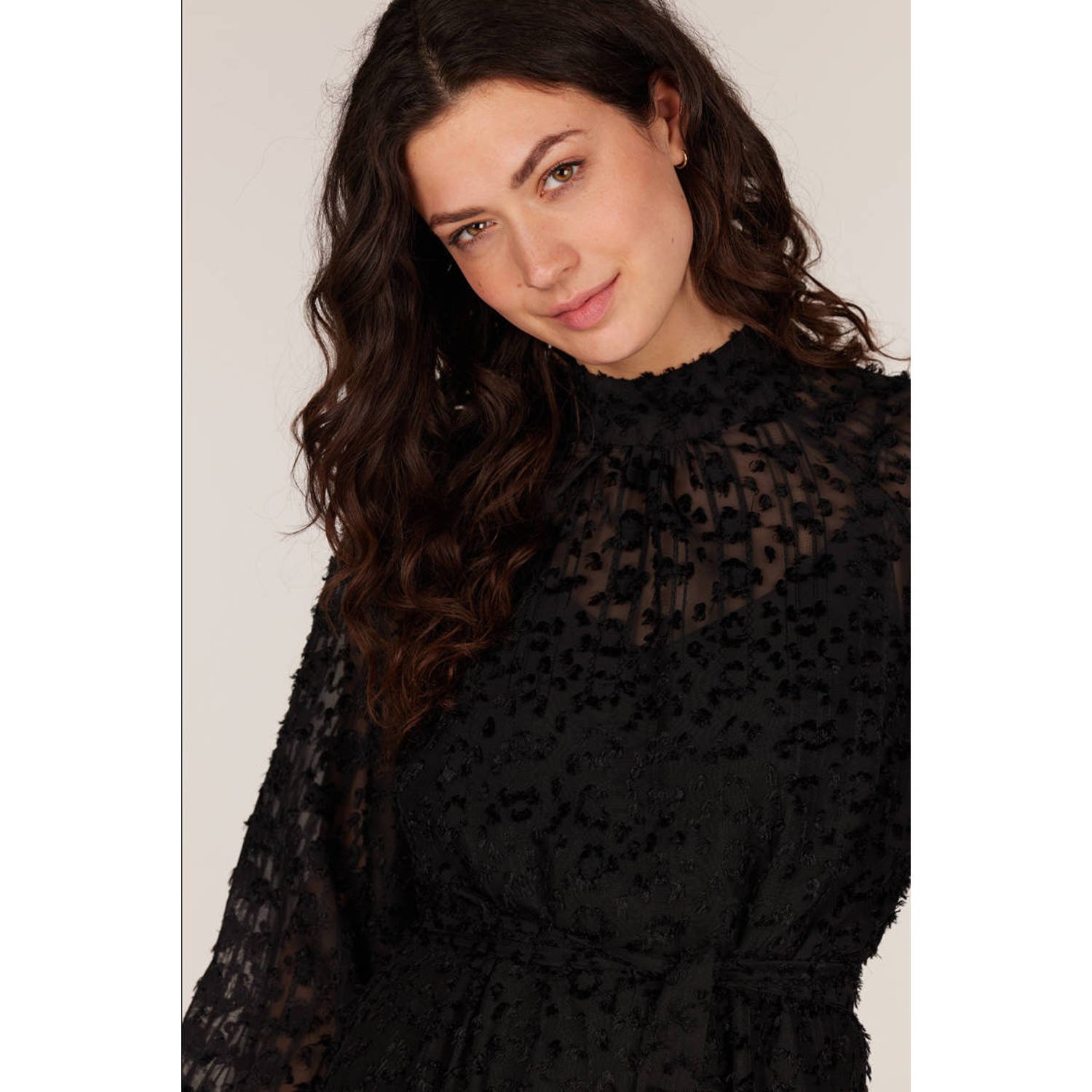 JANSEN Amsterdam semi-transparante halter jurk CELINE zwart