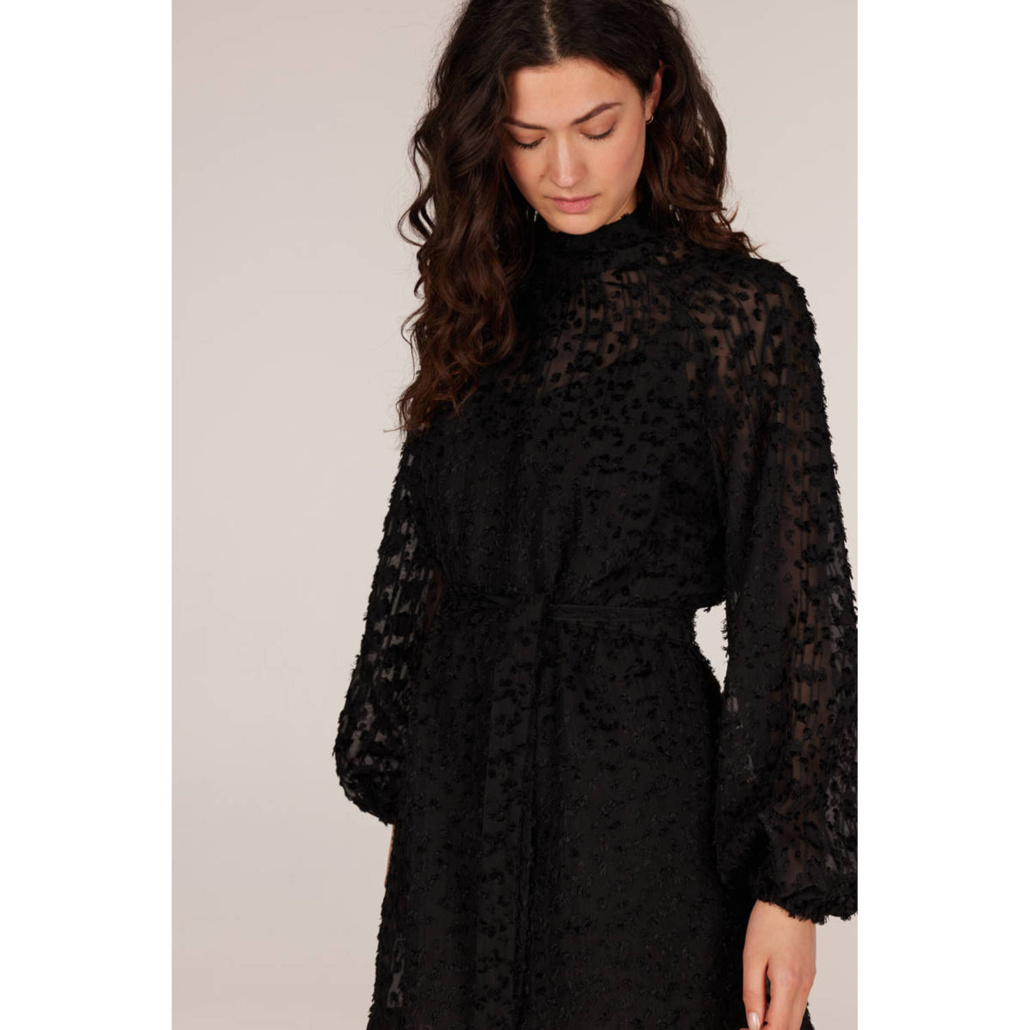 JANSEN Amsterdam semi-transparante halter jurk CELINE zwart