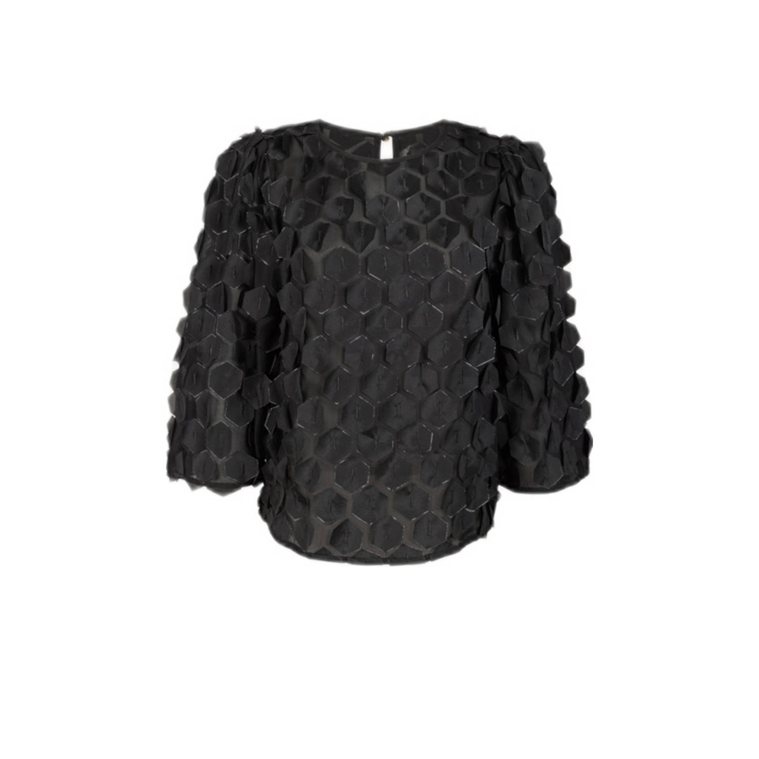 JANSEN AMSTERDAM Dames Tops & T-shirts 3d177 Blouse Pepper Zwart