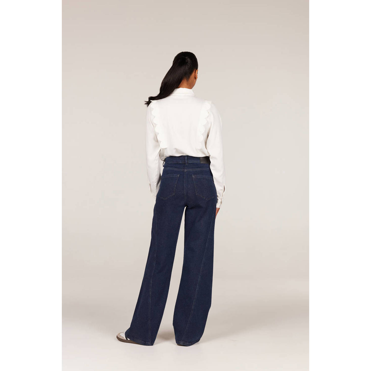 JANSEN Amsterdam wide leg jeans dark blue denim zilveren glitter