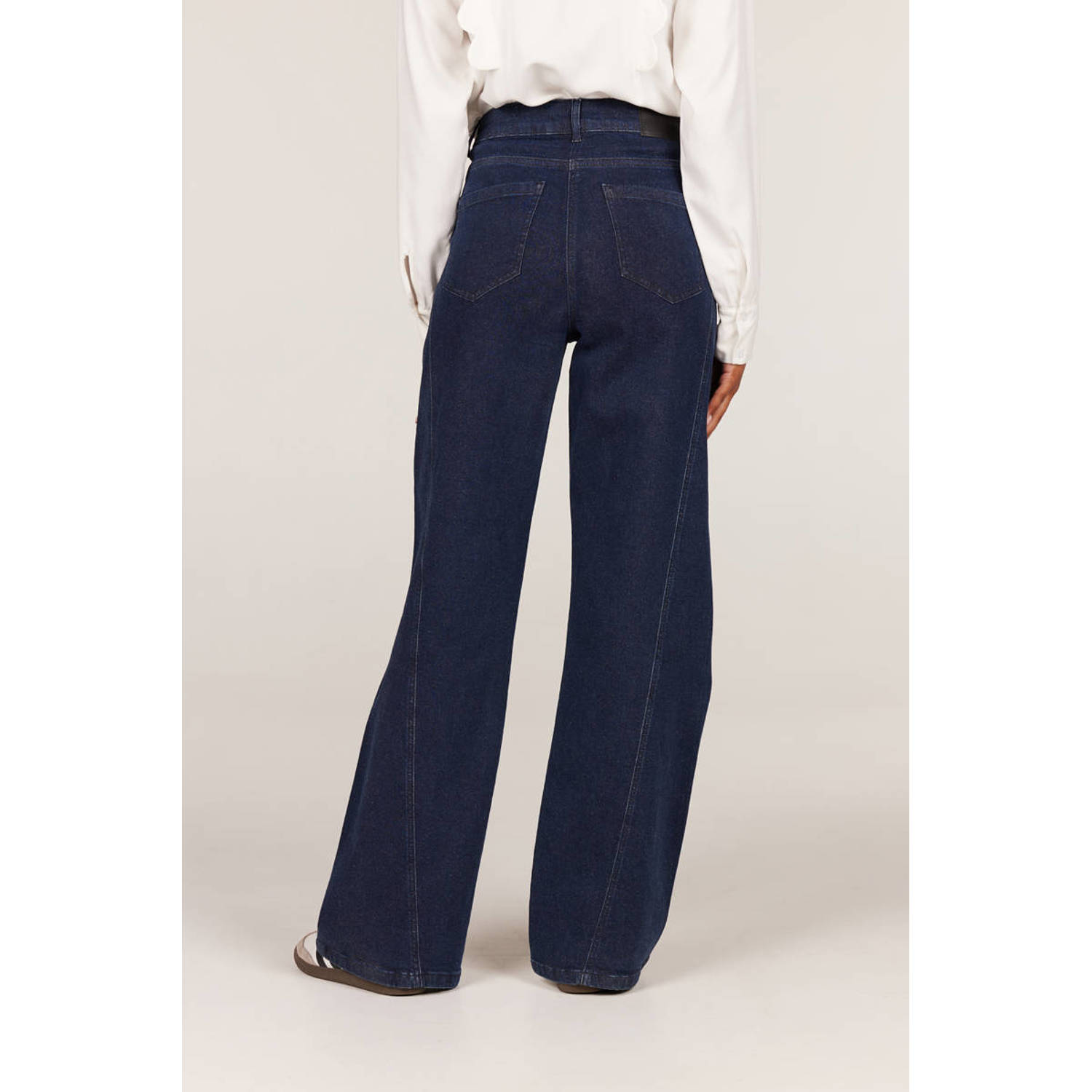 JANSEN Amsterdam wide leg jeans dark blue denim zilveren glitter