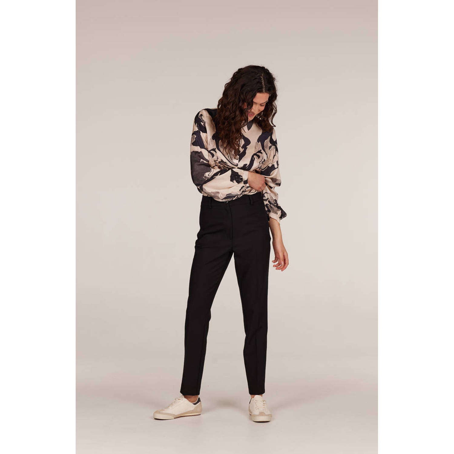 JANSEN Amsterdam blouse CAROLA met grafische print beige zwart