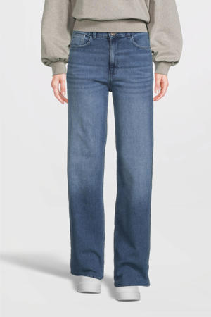 wide leg jeans medium blue denim