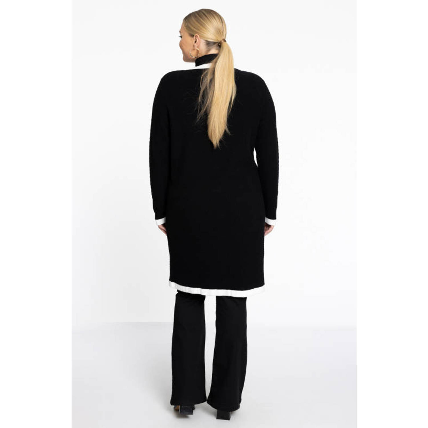 YOEK vest met contrastbies zwart wit