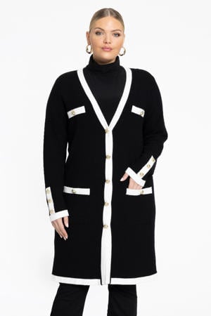 vest met contrastbies zwart/wit