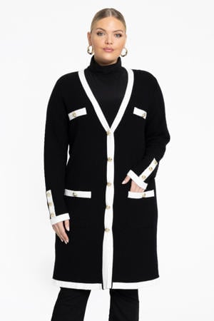 vest met contrastbies zwart/wit