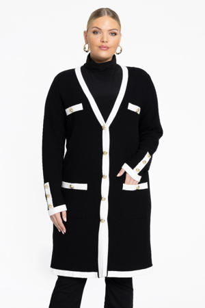 vest met contrastbies zwart/wit