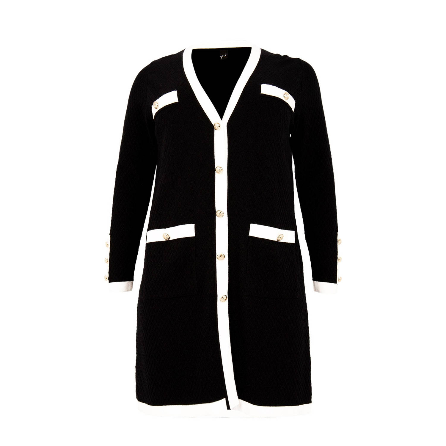 YOEK vest met contrastbies zwart wit