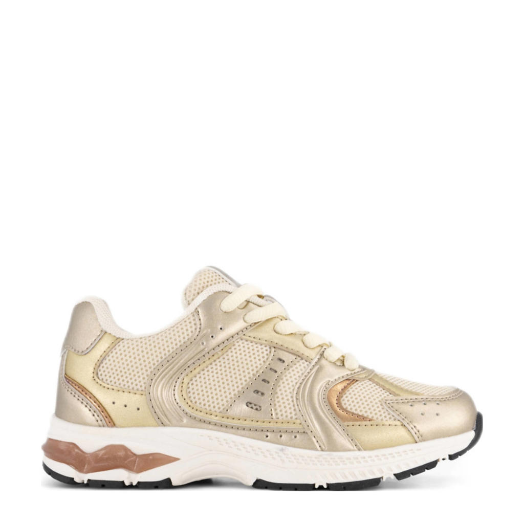 Gouden meisjes Graceland sneakers van textiel en imitatieleer met veters en effen
