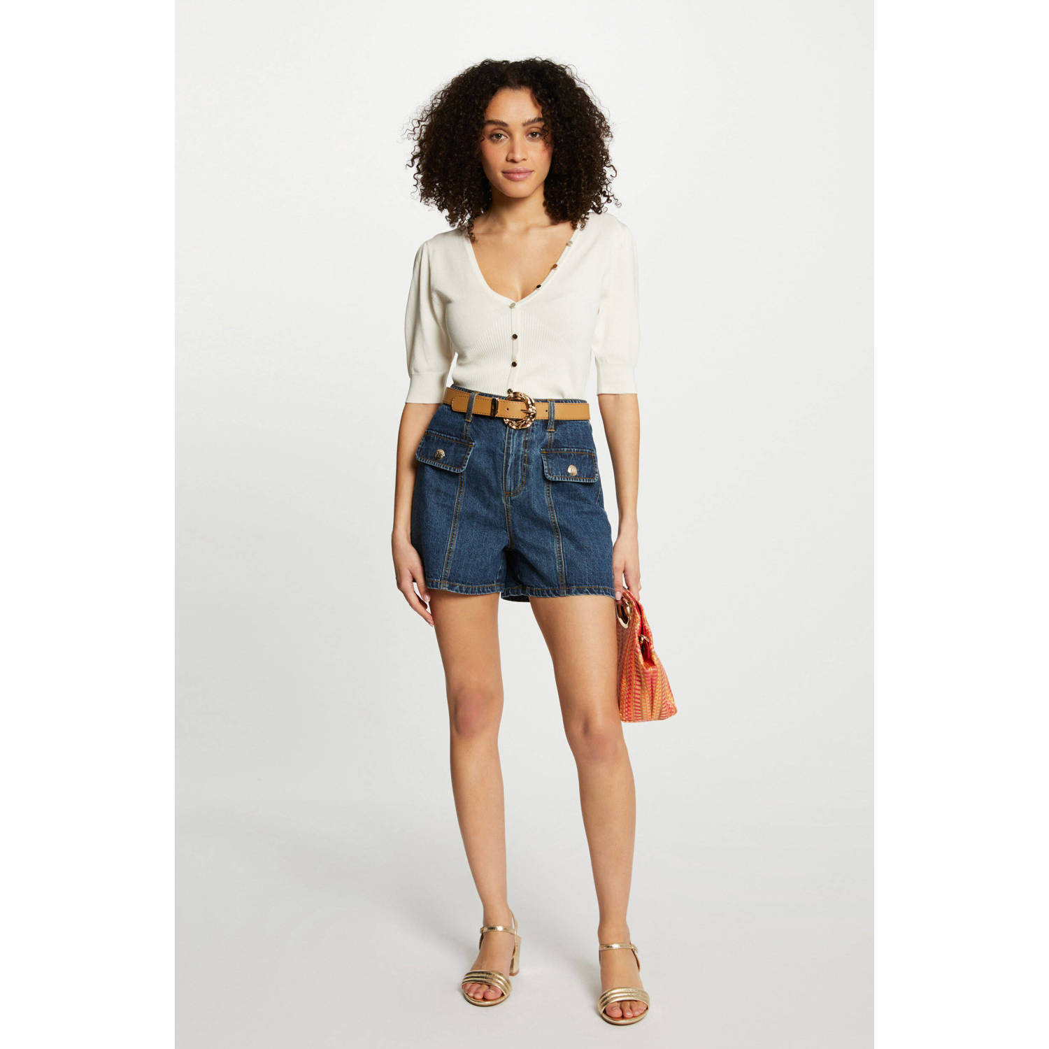 Morgan ribgebreide top roze rood