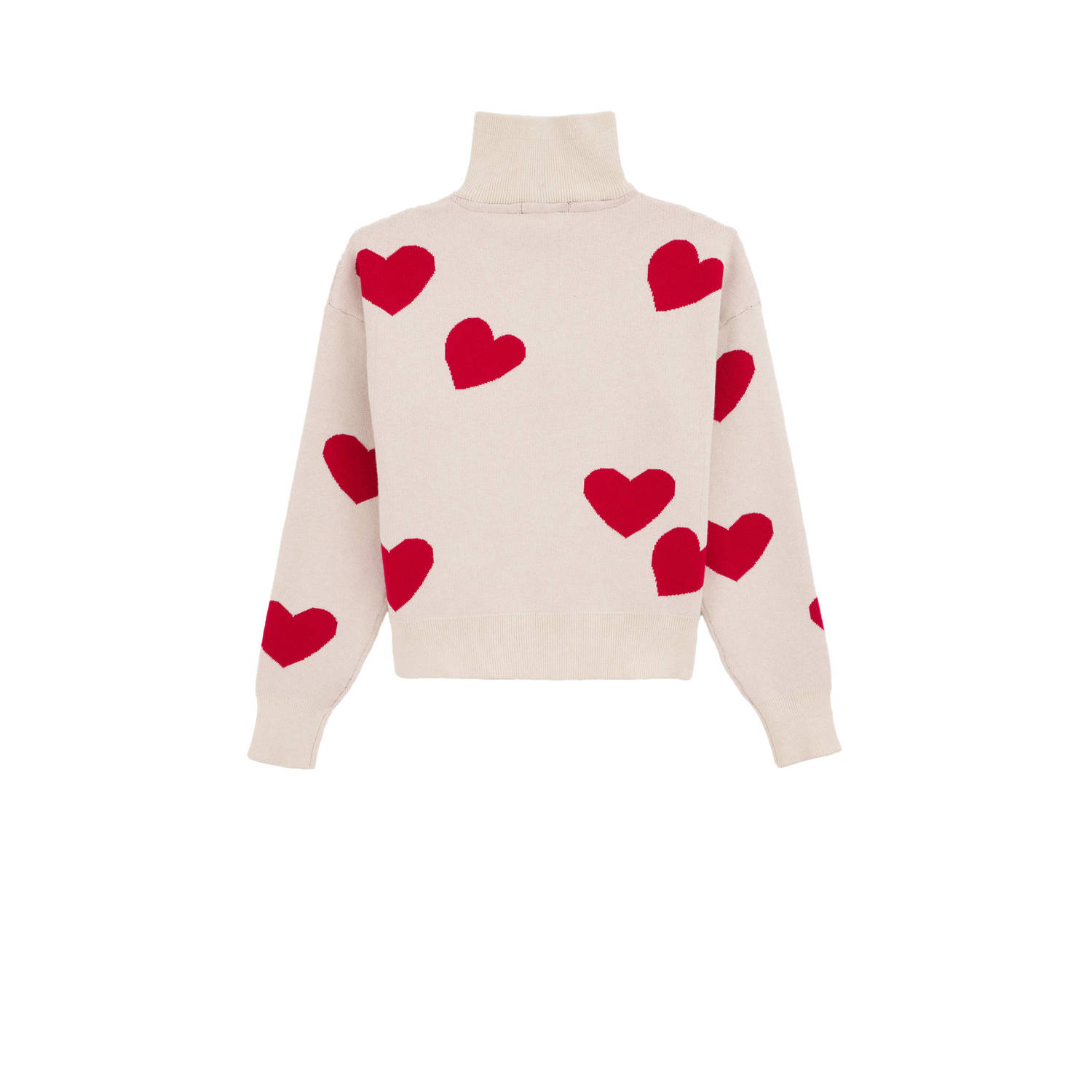 WE Fashion trui offwhite rood