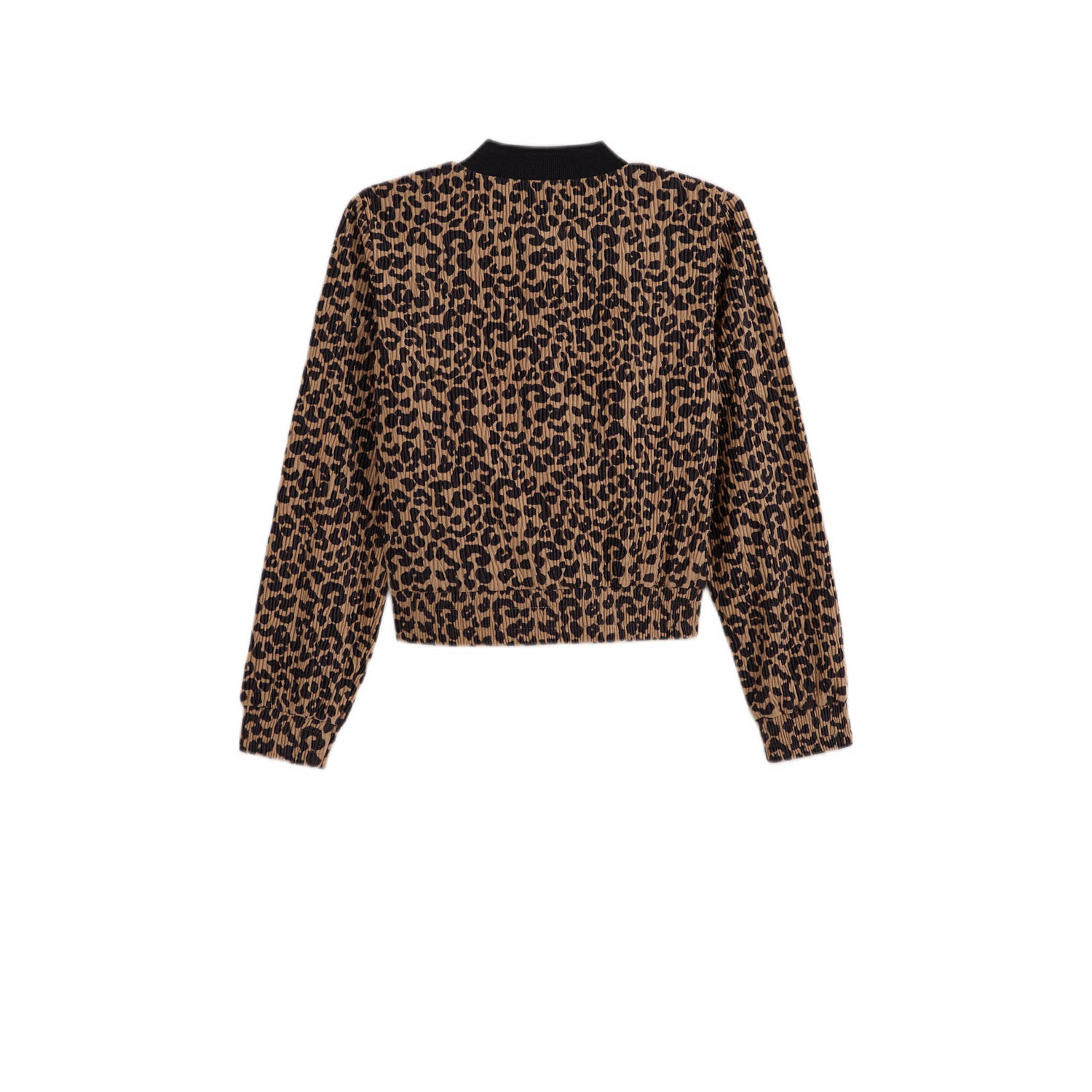 WE Fashion jasje met panterprint bruin zwart Meisjes Polyester Ronde hals 170 176