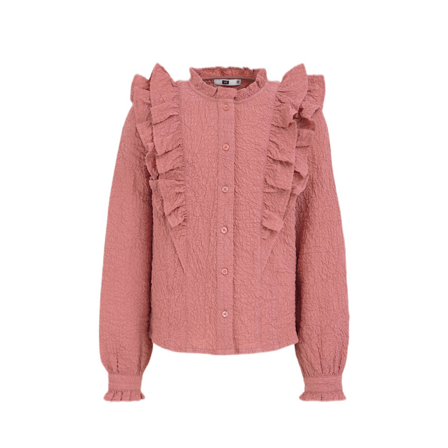 WE Fashion blouse roze Meisjes Polyester Opstaande kraag Effen 158 164