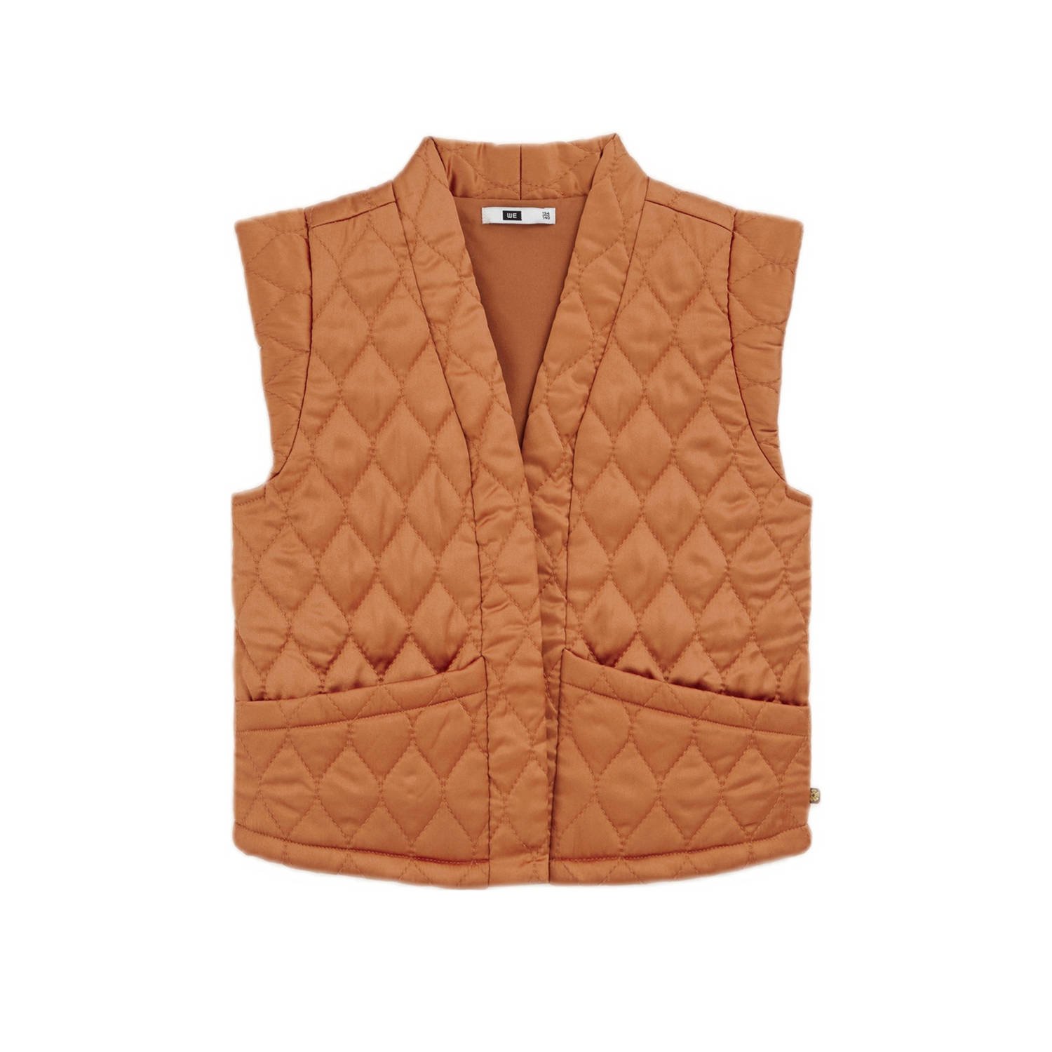 WE Fashion gilet donkeroranje Meisjes Polyester V-hals Effen 122 128