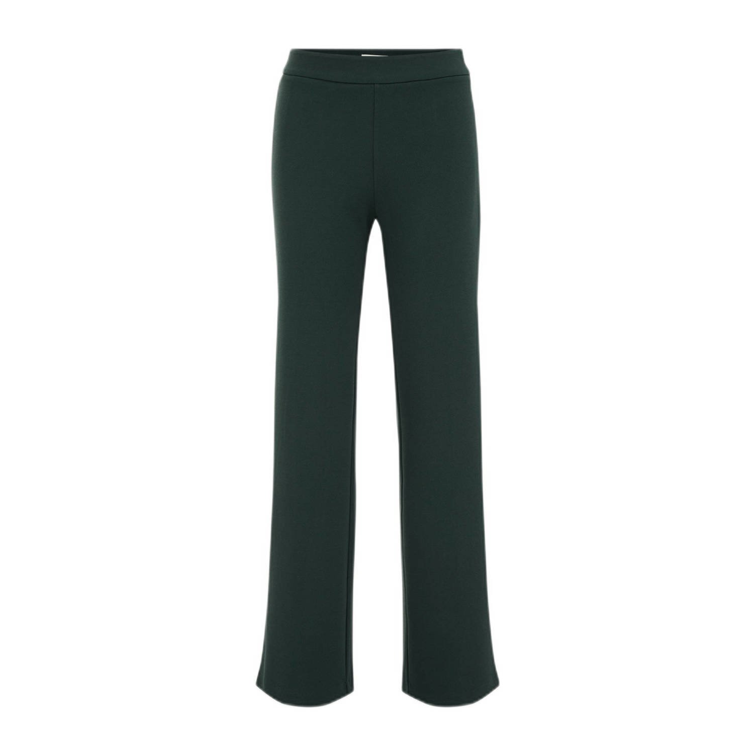 WE Fashion high waist straight fit pantalon donkergroen