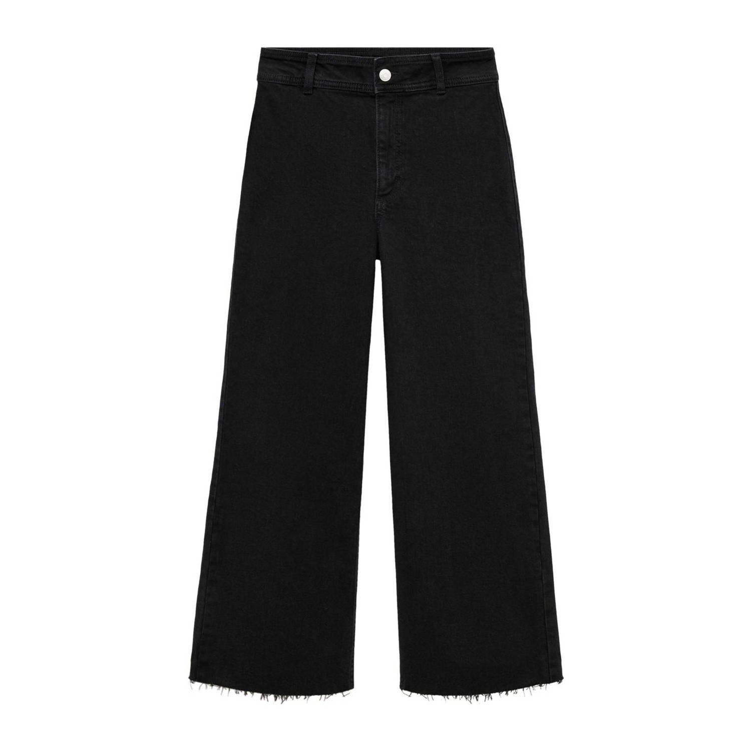 Mango cropped high waist flared jeans black denim