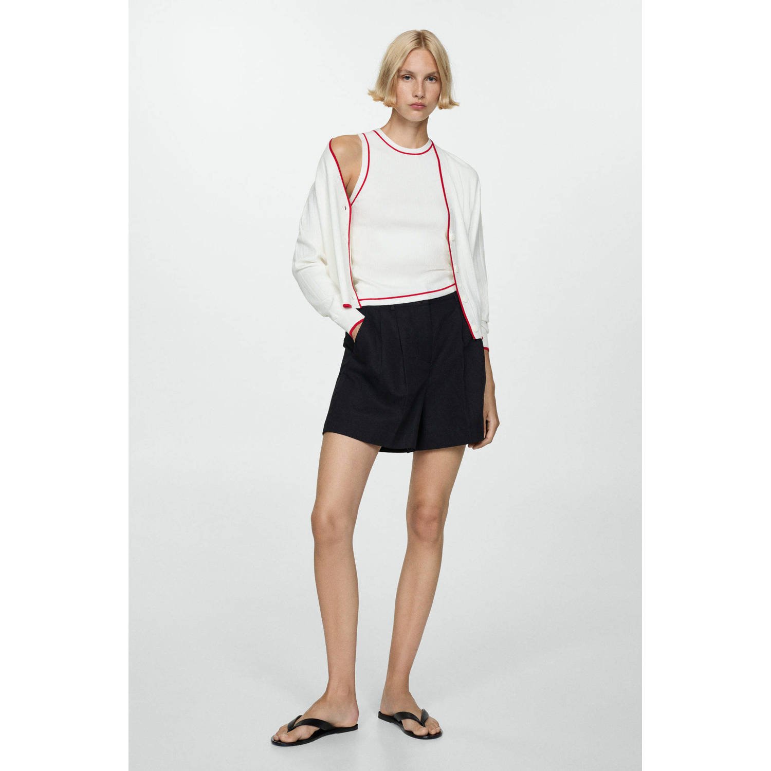 Mango vest ecru rood