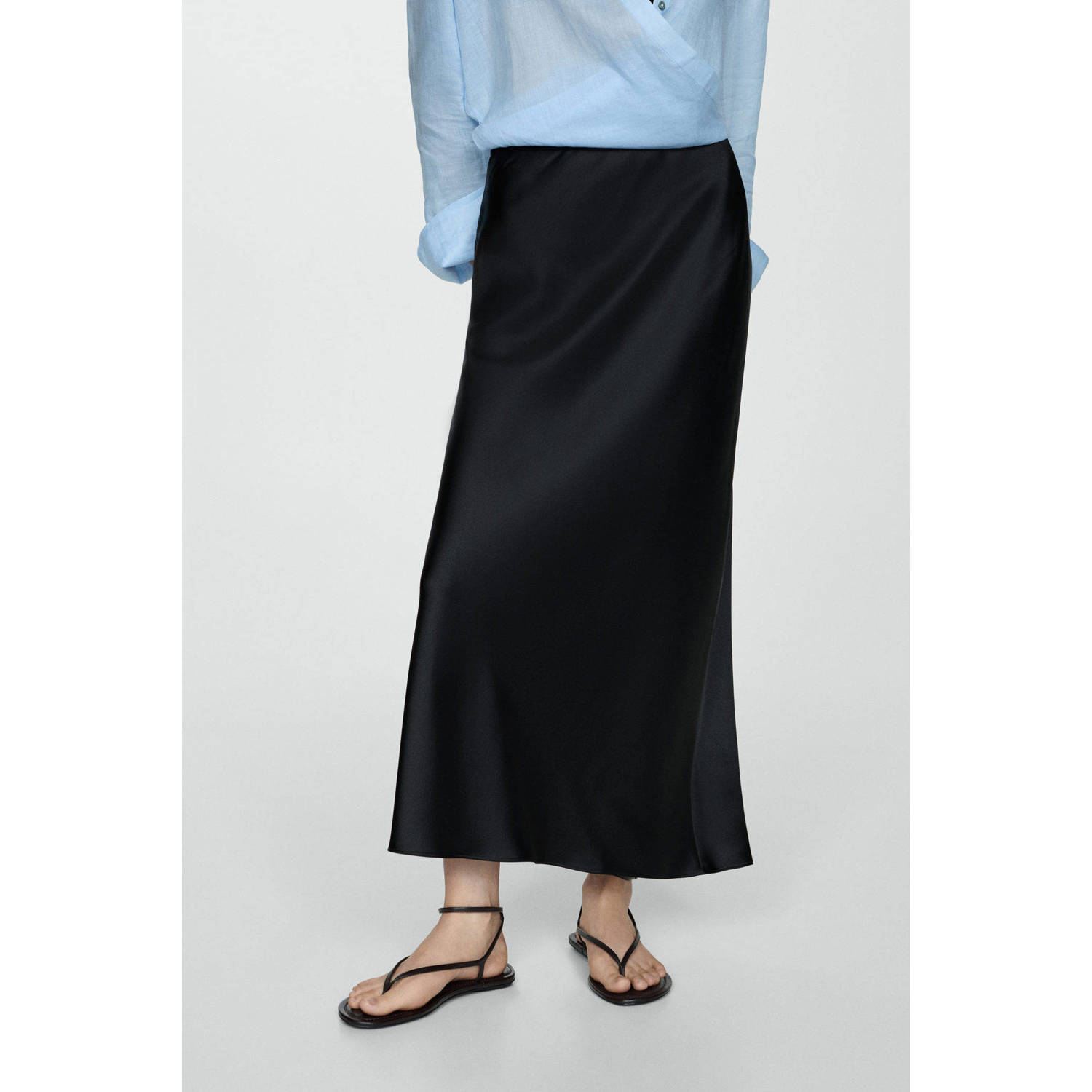 Mango satijn maxi rok zwart