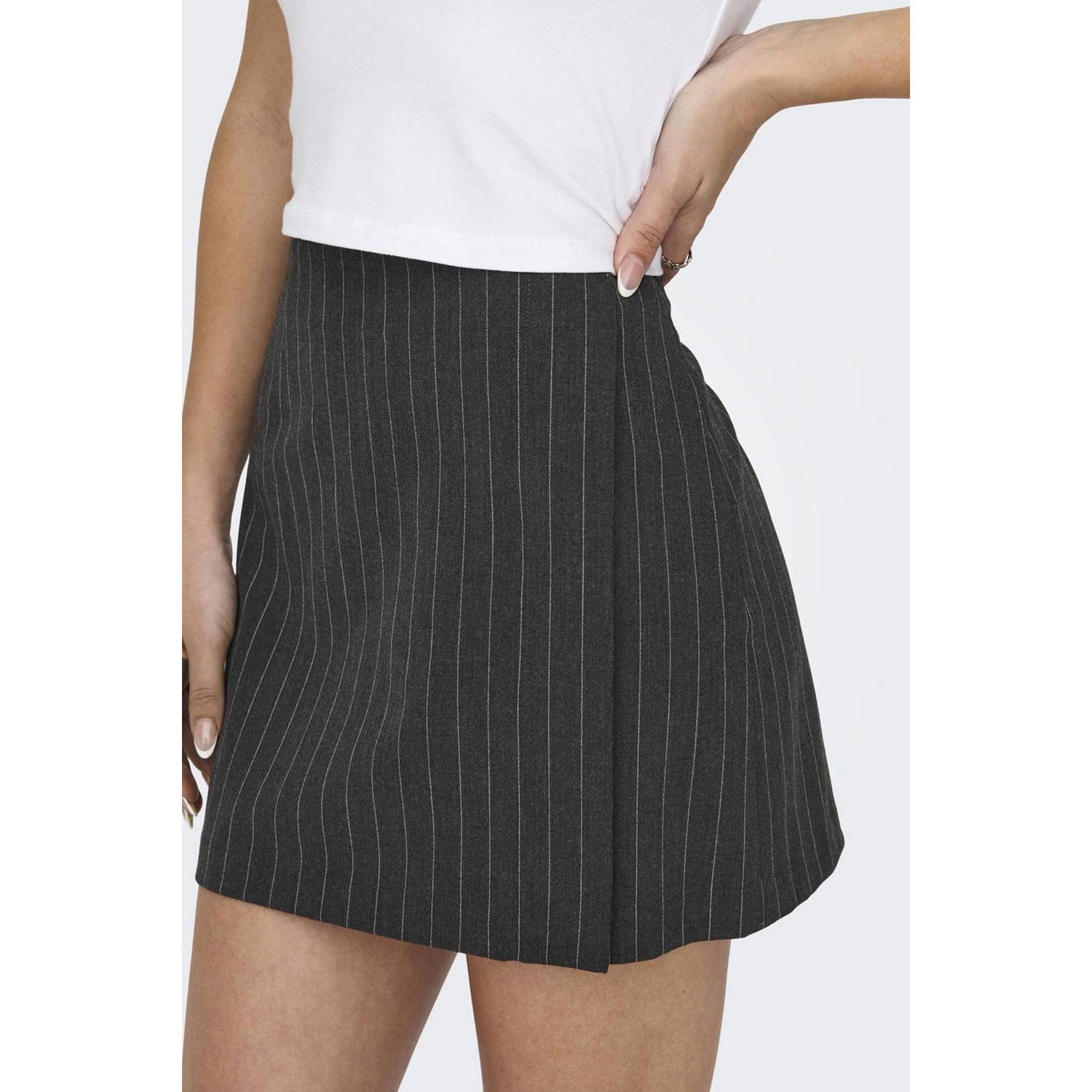 Only Grijze Pinstripe Rok met Ritssluiting Gray Dames