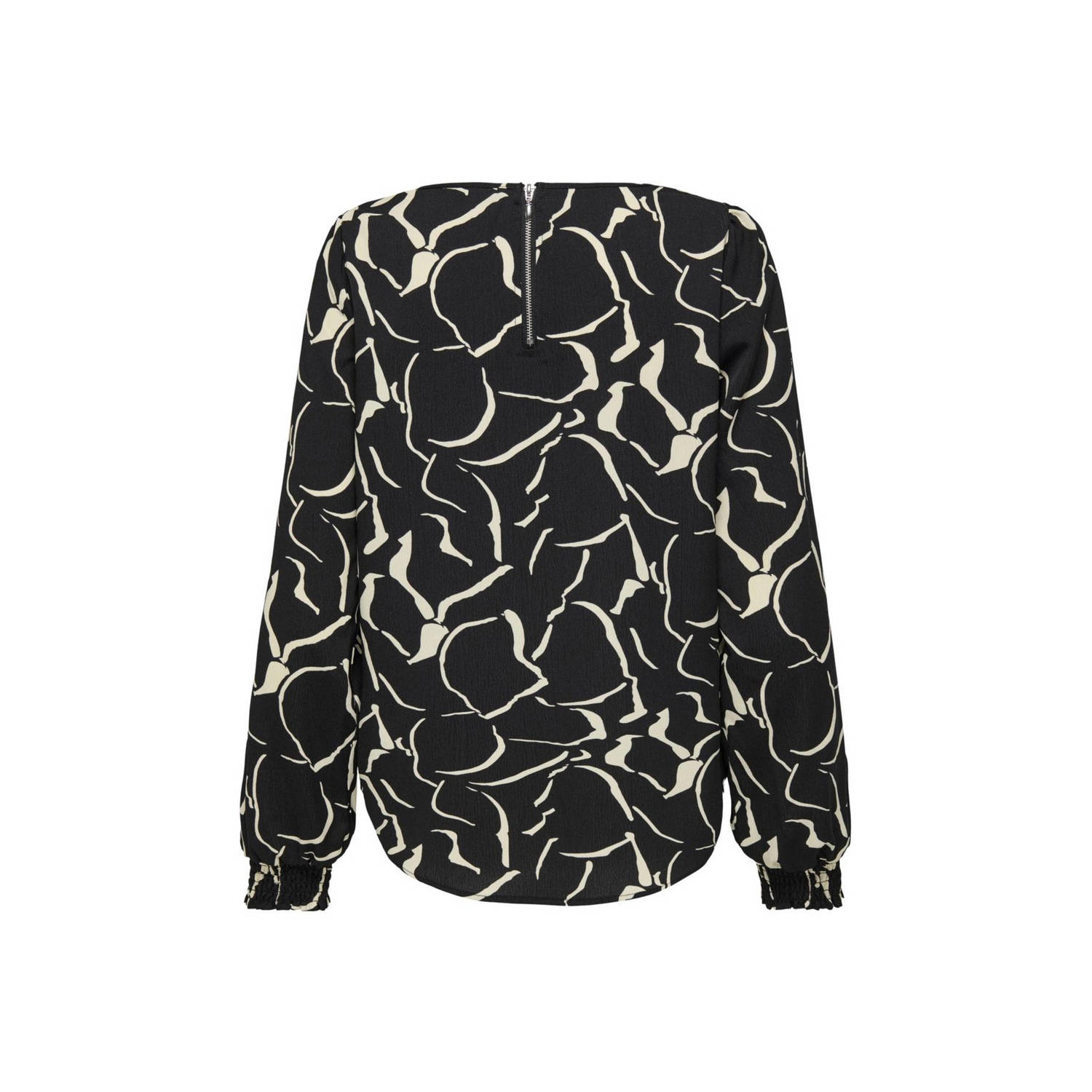 ONLY top ONLELITE met all over print zwart ecru