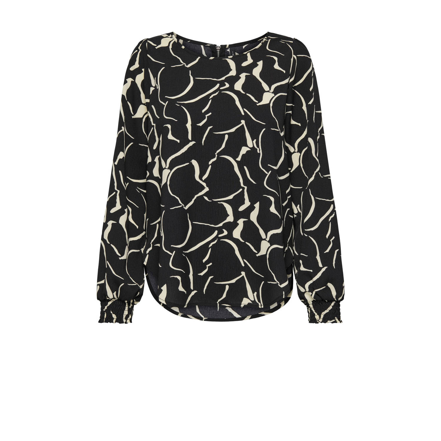 ONLY top ONLELITE met all over print zwart ecru