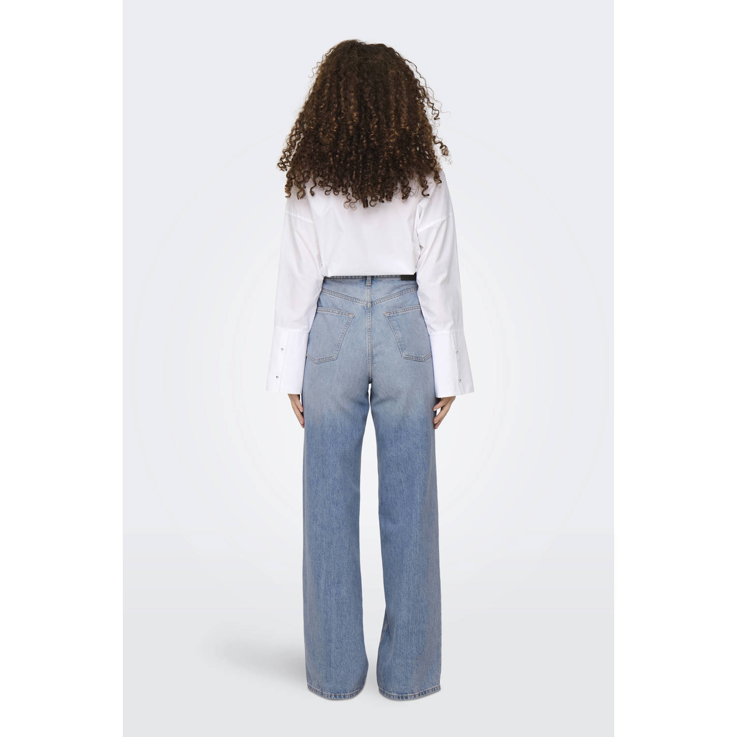 ONLY high waist wide leg jeans ONLHOPE medium blue denim