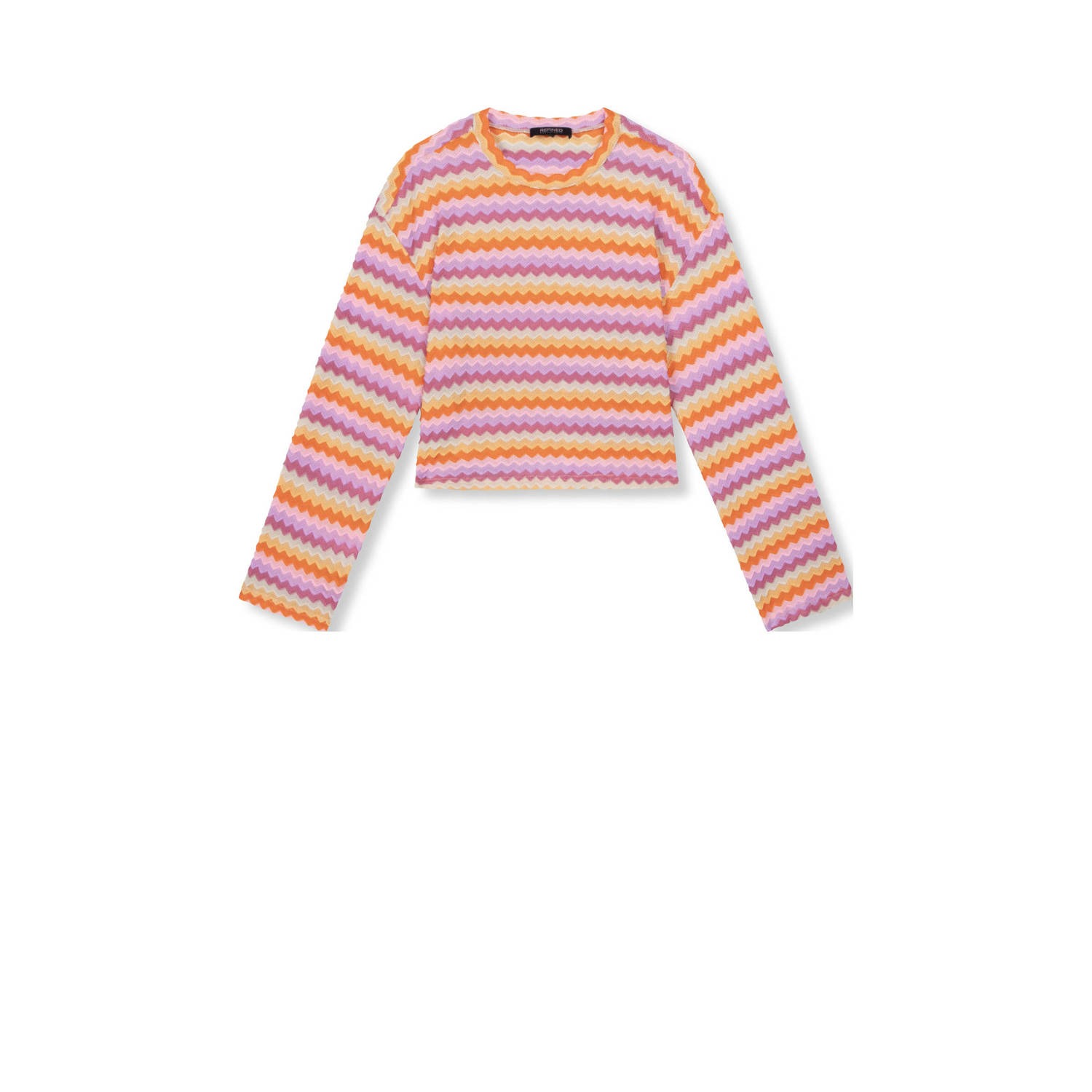 Refined Department x Vedder & Vedder gestreepte gebreide top Nica roze oranje geel