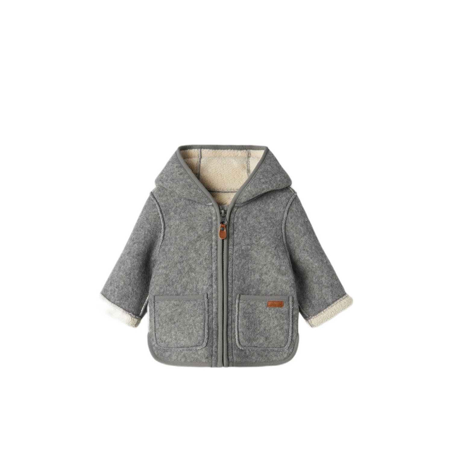 Name it BABY jas NBNMILY grijs Jongens Polyester Capuchon Effen 56