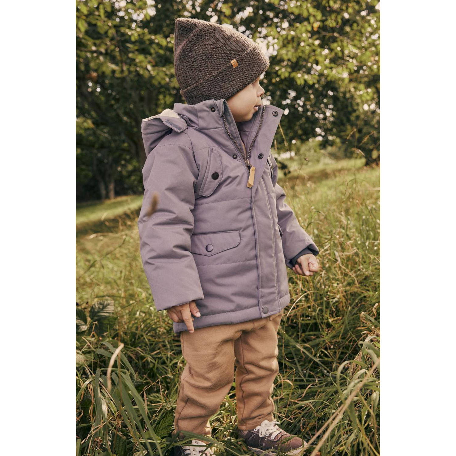 LIL' ATELIER MINI gewatteerde winterjas NMMGODO grijs