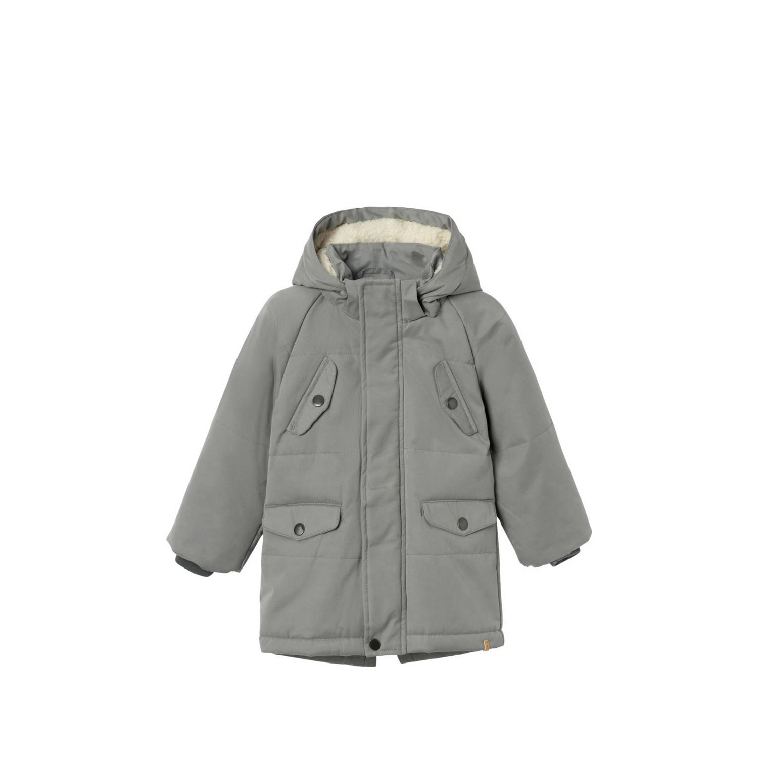 LIL' ATELIER MINI gewatteerde winterjas NMMGODO grijs