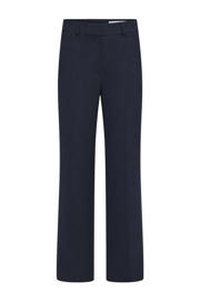 thumbnail: Donkerblauwe dames Selected wide leg broek met rits- en haaksluiting en effen