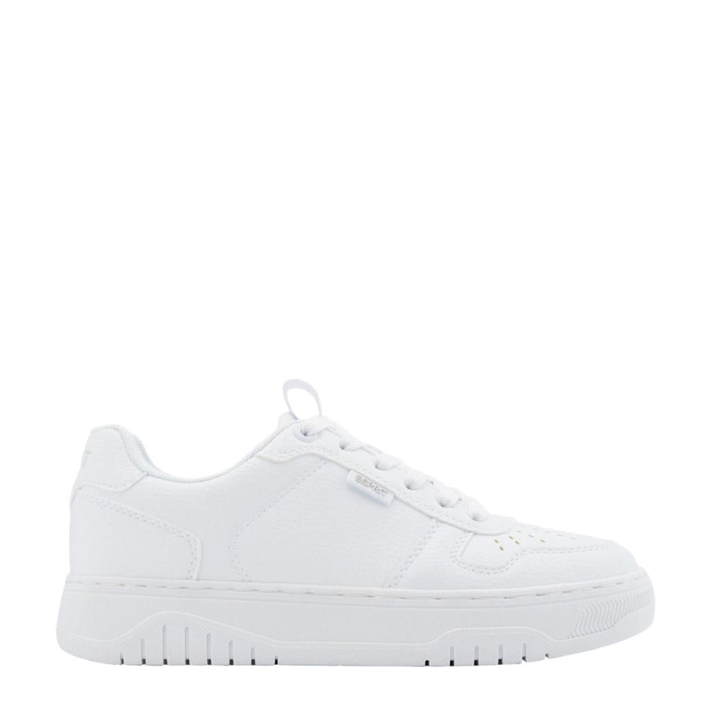 Witte dames ESPRIT sneakers van rubber/imitatie leer/textiel met veters