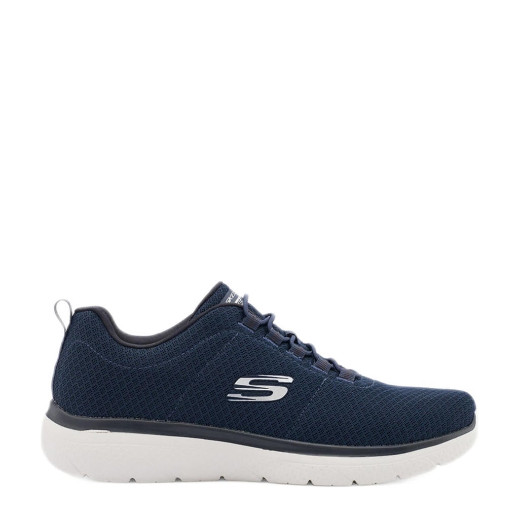 Blauwe heren Skechers sneakers van textiel met veters